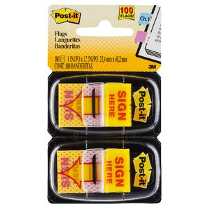 Post-it Flags Sign Here Yellow 2 Pack