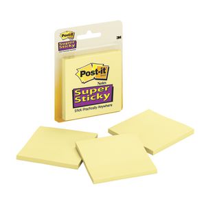 Post-it Super Sticky Notes Yellow 3 Pack