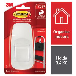 Command Jumbo Hook with Mounting Strips