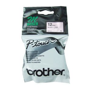 Brother Thermal M Tape 12mm x 8m Black on Pink