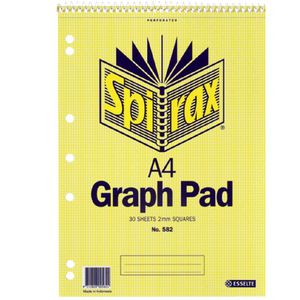 Spirax No. 582 A4 Graph Pad 2mm 30 Sheet