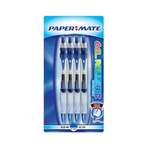 PaperMate Gel Roller II Retractable Gel Pens Blue 4 Pack