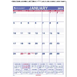 At A Glance Monthly Wall Calendar 2016 203 x 281mm