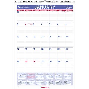 At A Glance Monthly Wall Calendar 2016 305 x 432mm