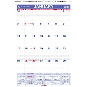 At A Glance Monthly Wall Calendar 2016 394 x 578mm