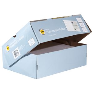 Marbig A4 Presentation Folder Gloss White 50 Pack