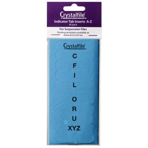 Crystalfile Indicator Tab Inserts A-Z Blue 60 Pack