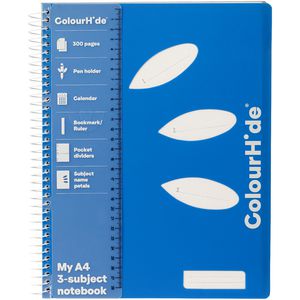 ColourHide 3 Subject Notebook A4 300 Page Blue