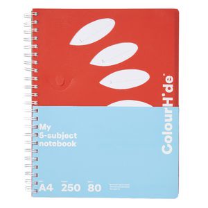 ColourHide My 5 Subject Notebook A4 PP Cover 250 Page Red