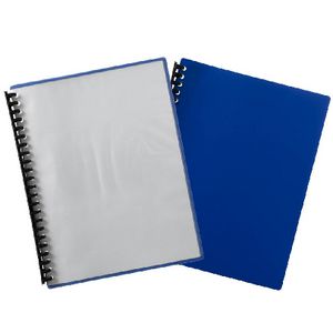 Marbig A4 Refillable Display Book 20 Pocket Clear Cover Blue