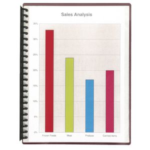 Marbig A4 Refillable Display Book 20 Pocket Clear Cover Red