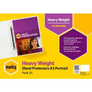 Marbig A3 Heavy Weight Portrait Sheet Protector 25 Pack