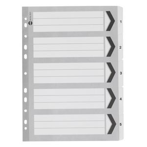 Marbig Reinforced A4 1-5 Tab Divider Black and White