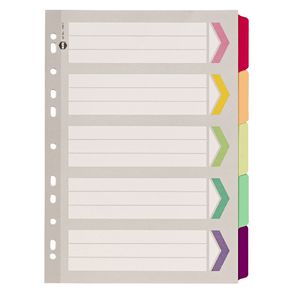 Marbig Fluro Dividers A4 5 Tab