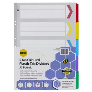 Marbig Reinforced A3 5 Tab Portrait Divider