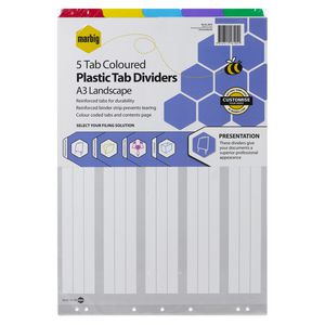 Marbig Reinforced A3 5 Tab Landscape Divider