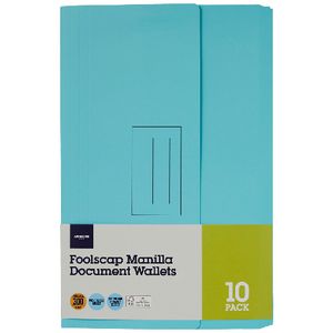 Document Wallet Foolscap 240gsm Aqua 10 Pack