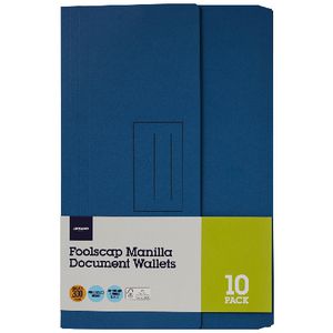 Document Wallet Foolscap 240gsm Navy 10 Pack
