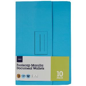 Document Wallet Foolscap 240gsm Light Blue 10 Pack