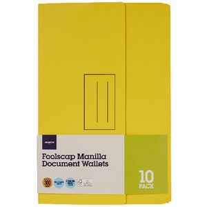 Document Wallet Foolscap 240gsm Yellow 10 Pack
