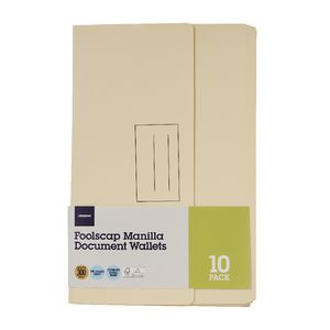 Document Wallet Foolscap 240gsm Manilla 10 Pack