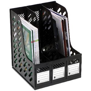 Marbig 3 Section Magazine Rack Black