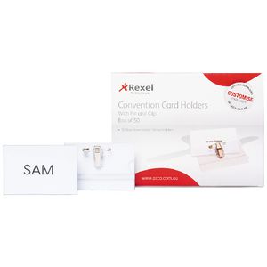 Rexel Convention Card Holders with Pin and Clip 50 Pack