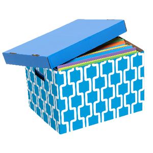 Marbig Patterned Archive Box Blue and White