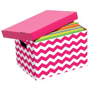 Marbig Patterned Archive Box Pink and White