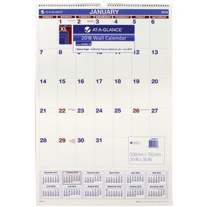 At-A-Glance Monthly Wall Calendar 2018 764x508mm