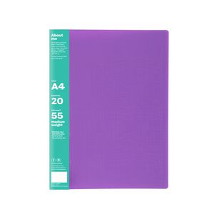 ColourHide Display Book A4 Fixed 20 Pocket Purple