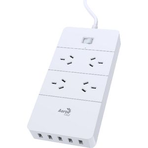 AeroCool 4 Outlet 5 USB Port Surge Protected Powerboard