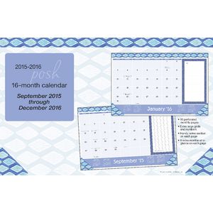 2016 16 Month Desk Pad Posh Indigo