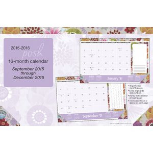 2016 16 Month Desk Pad Posh Painter's Floral