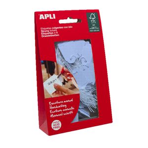 Apli 12930 Strung Tickets 22 x 35mm Blue 100 Pack