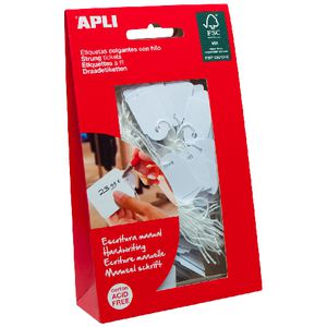 Apli 07011 Strung Tickets 22 x 35mm White 100 Pack