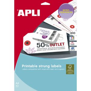 Apli Strung Tickets 36 x 53mm Printable Double Sided 80 Pack
