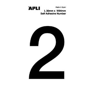 Apli Self Adhesive Number 2 Black and White