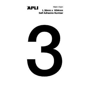 Apli Self Adhesive Number 3 Black and White