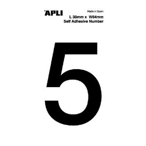 Apli Self Adhesive Number 5 Black and White