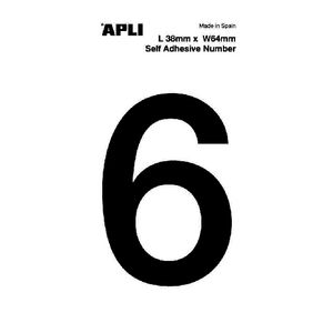 Apli Self Adhesive Number 6 Black and White