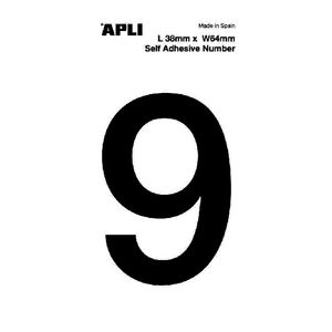 Apli Self Adhesive Number 9 Black and White