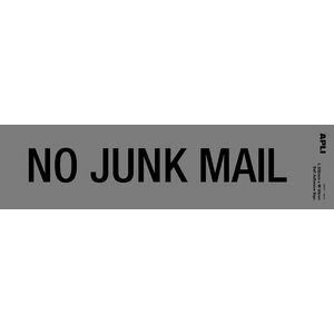 Apli No Junk Mail Self Adhesive Sign Silver