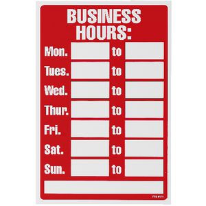 Business Hours Sign 203 x 305mm