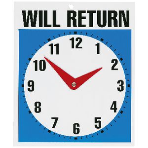 Will Return Clock Sign 190 x 230mm