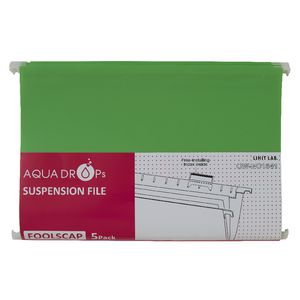 Aqua Drops Suspension File Foolscap Lime 5 Pack