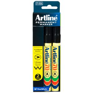 Artline 70 Permanent Marker Black 2 Pack