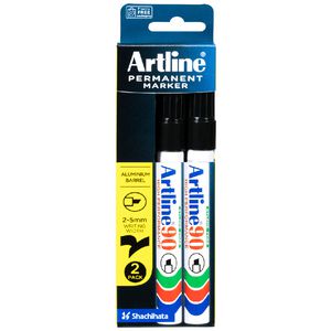 Artline 90 Permanent Marker Black 2 Pack