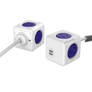 Allocacoc PowerCube 4 Power Outlet and 2 USB Ports 1.5m Blue