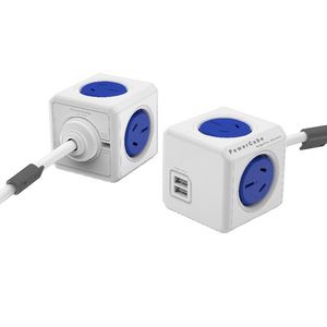 Allocacoc PowerCube 4 Power Outlet and 2 USB Ports 3m Blue